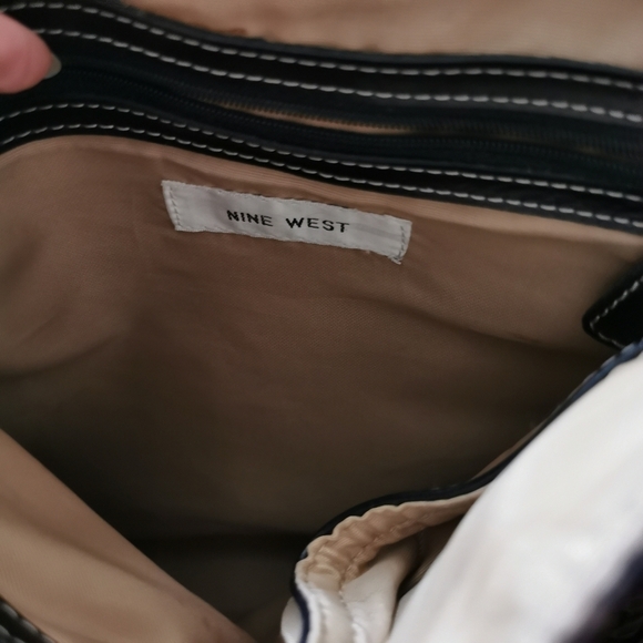 Brown GEOMETRIC printed canvas and leather messenger crossbody bag - Picture 8 of 13